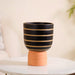 Striped Ceramic Flower Vase Black