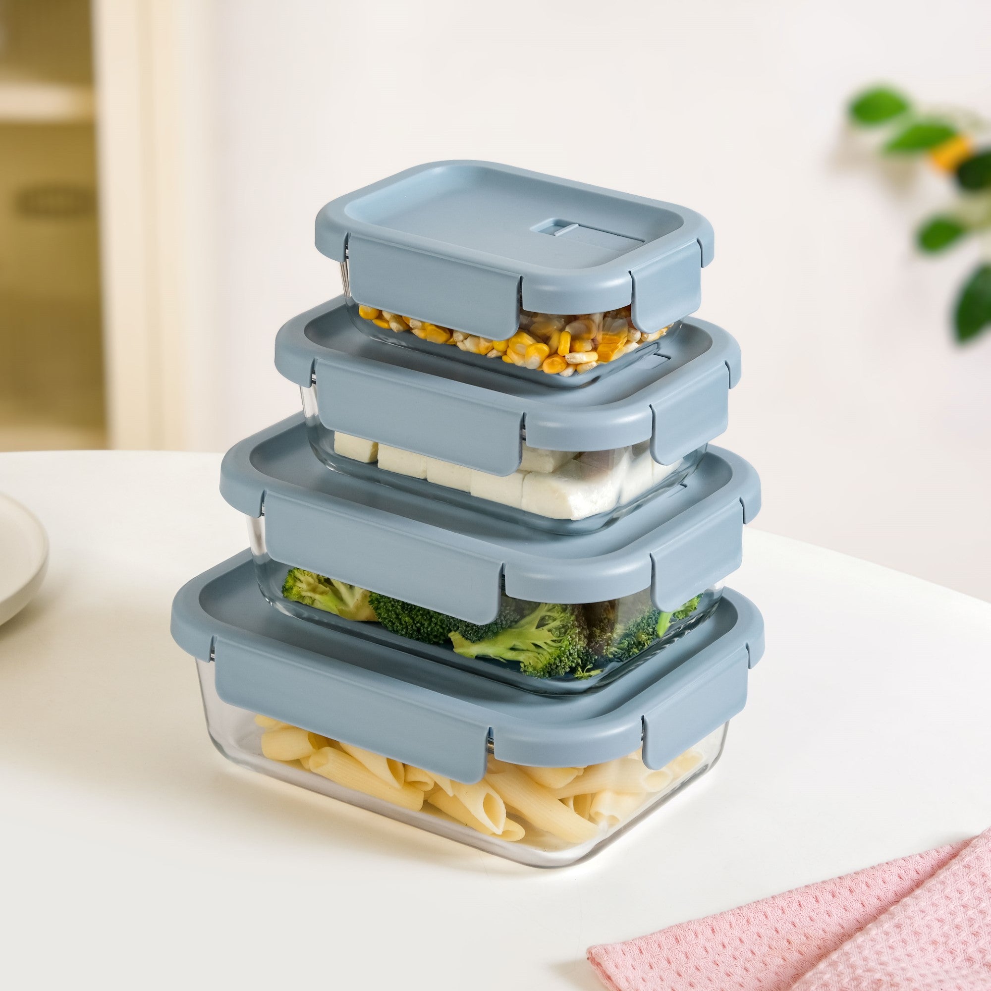 Venti Food Containers Blue Set Of 4 370ml 660ml 1000ml 1500ml