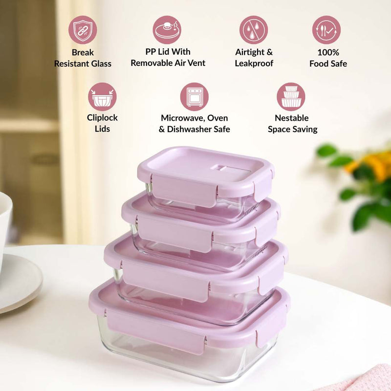 Venti Food Containers Lavender Set Of 4 370ml 660ml 1000ml 1500ml