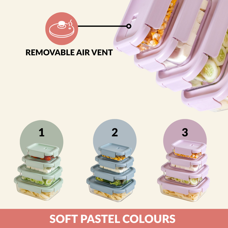 Venti Food Containers Lavender Set Of 4 370ml 660ml 1000ml 1500ml