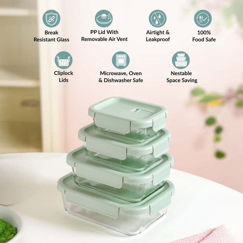Venti Food Containers Sage Green Set Of 4 370ml 660ml 1000ml 1500ml