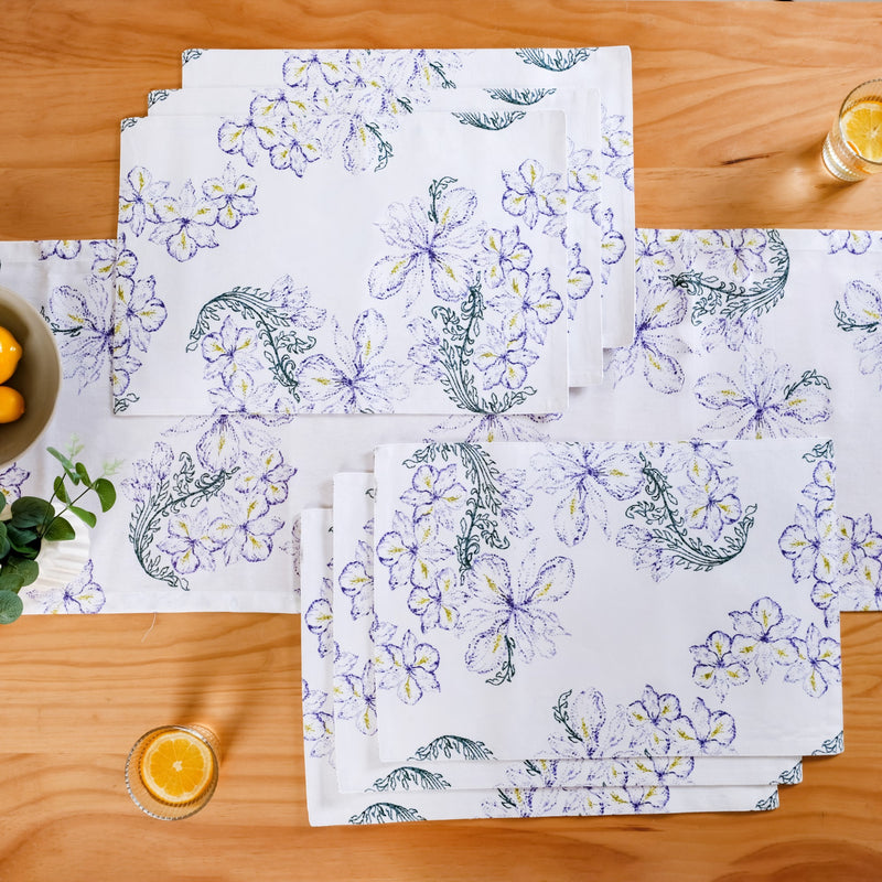 Verde Pure Cotton Table Runner And Placemat Set Of 7