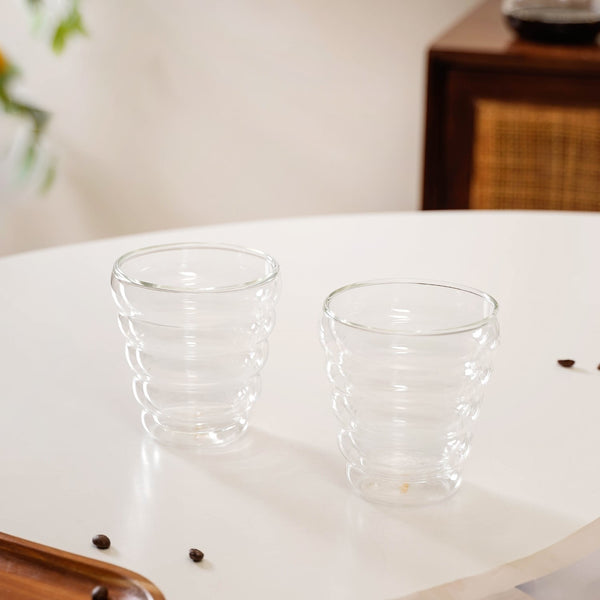 Set Of 2 Double Wall Glass Tumblers 300ml