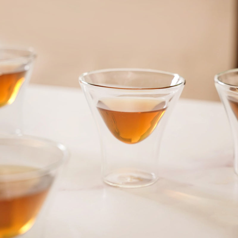 Set Of 6 Funnel Double Wall Shot Glasses 100ml