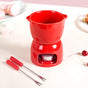 Red Mini Fondue Set With 2 Dipping Forks And Tealight Holder