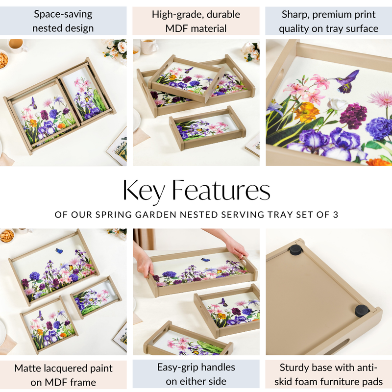 Spring Garden Nested Serving Tray Set Of 3