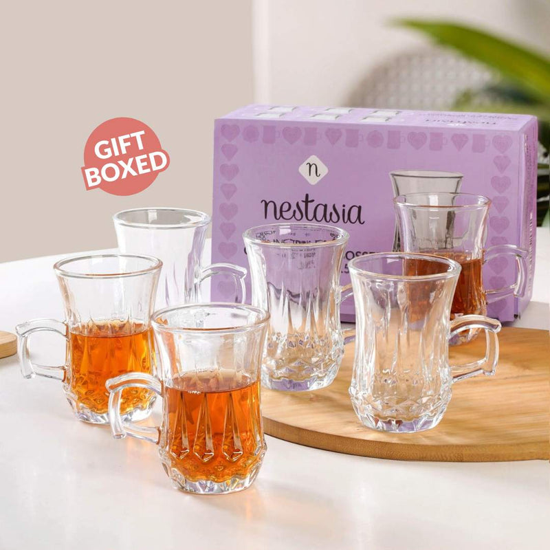 Vintage Glass Turkish Tea Cup Set Of 6 150ml