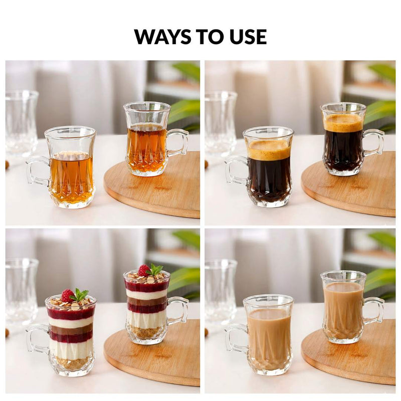 Vintage Glass Turkish Tea Cup Set Of 6 150ml