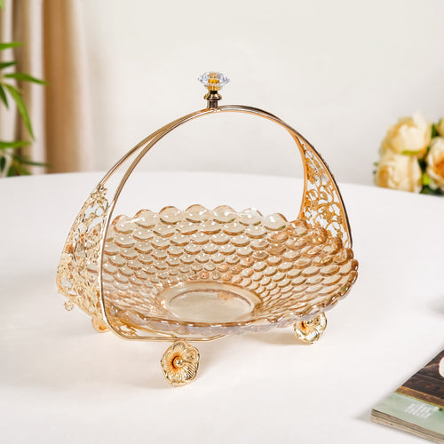 Vintage Floral Decorative Glass Bowl