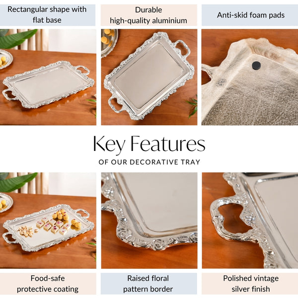 Royalcore Decorative Metal Tray With Handles