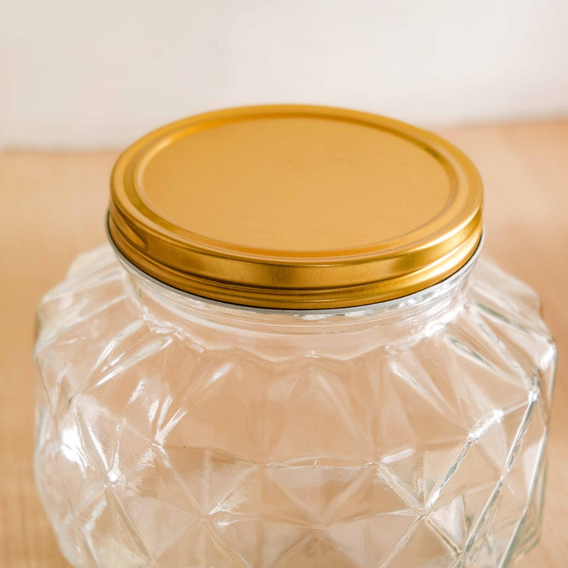 Diamond Textured Airtight Glass Kitchen Jar Set Of 2 1800ml