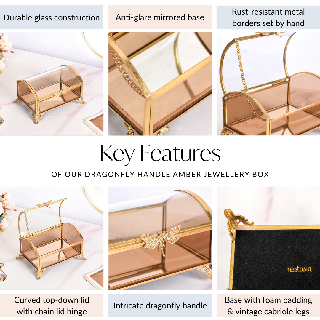 Dragonfly Handle Amber Jewellery Box Online Premium Jewellery