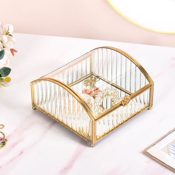 Mirrored Glass Treasure Chest Jewellery Box