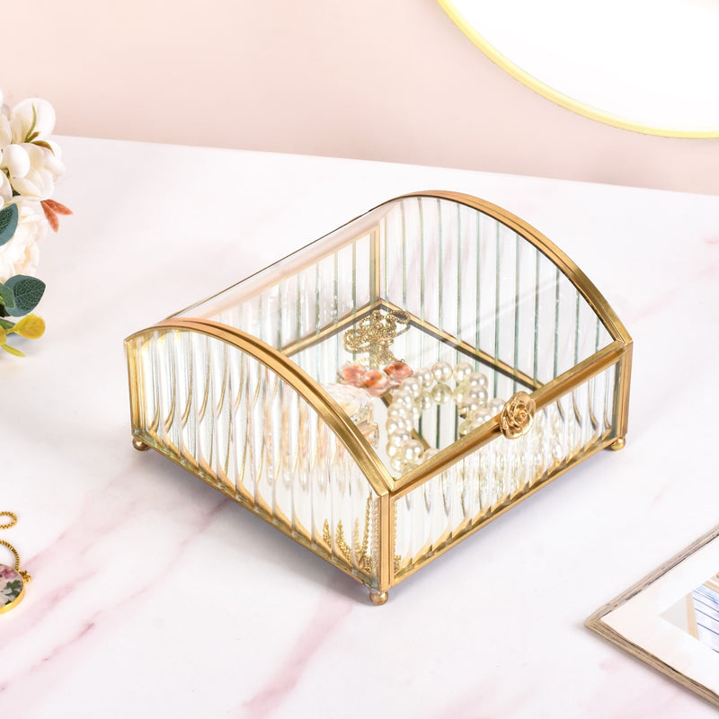 Mirrored Base Treasure Chest Jewellery Box