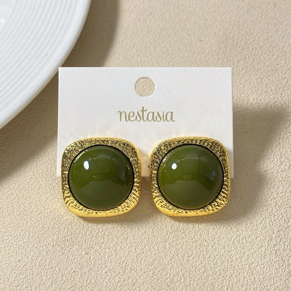 Vintage Nouveau Studs Green