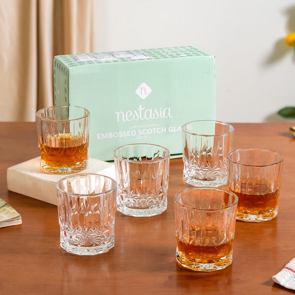 Set Of 6 Vintage Old Fashioned Whiskey Glasses 230ml