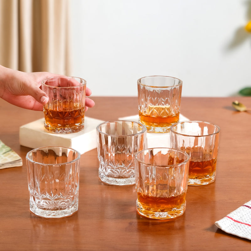 Set Of 6 Vintage Old Fashioned Whiskey Glasses 240ml