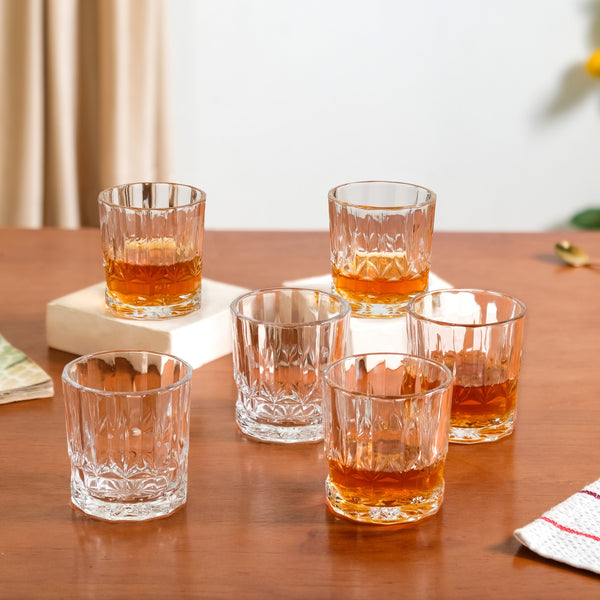 Set Of 6 Vintage Old Fashioned Whiskey Glasses 230ml