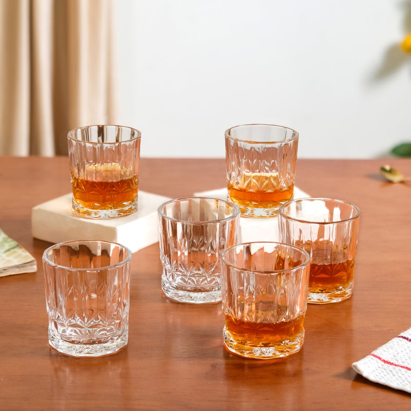 Set Of 6 Vintage Old Fashioned Whiskey Glasses 240ml