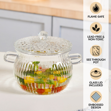 Vintage Style Embossed Cooking Pot 2000ml