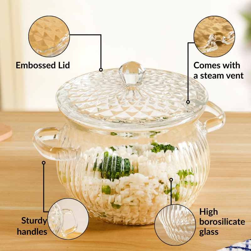 Vintage Style Embossed Cooking Pot 2000ml