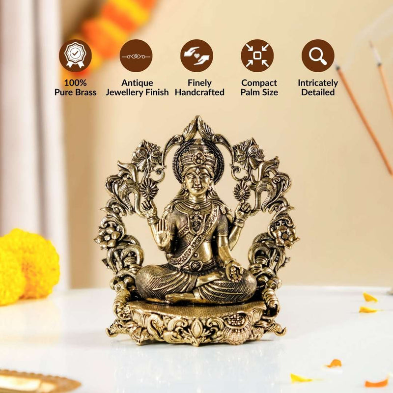 Vishnupriya Maha Laxmi Pure Brass Idol With Gift Box 10cm