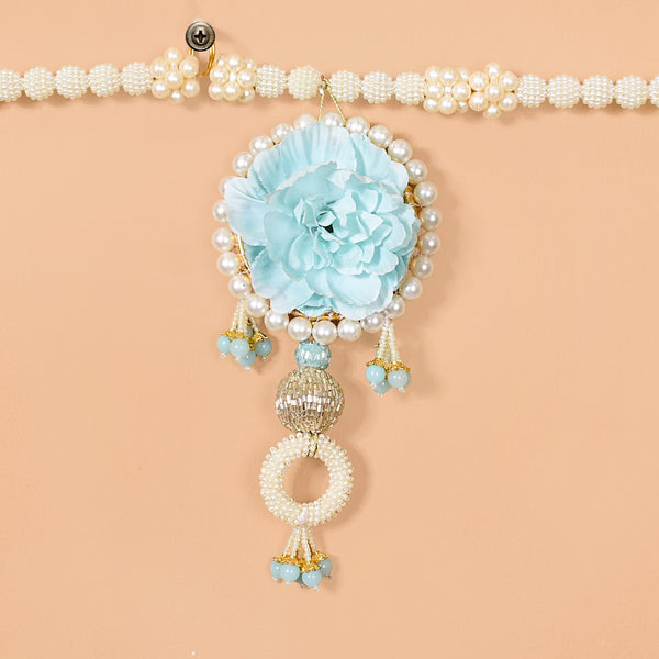 Artificial Pearl String Blue Blossom Door Hanging