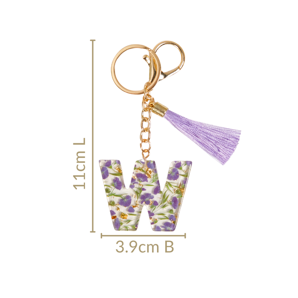 Wonderous Wildflower W Alphabet Keyring