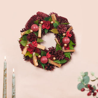 Crimson Pine Cones Ecofriendly Wreath