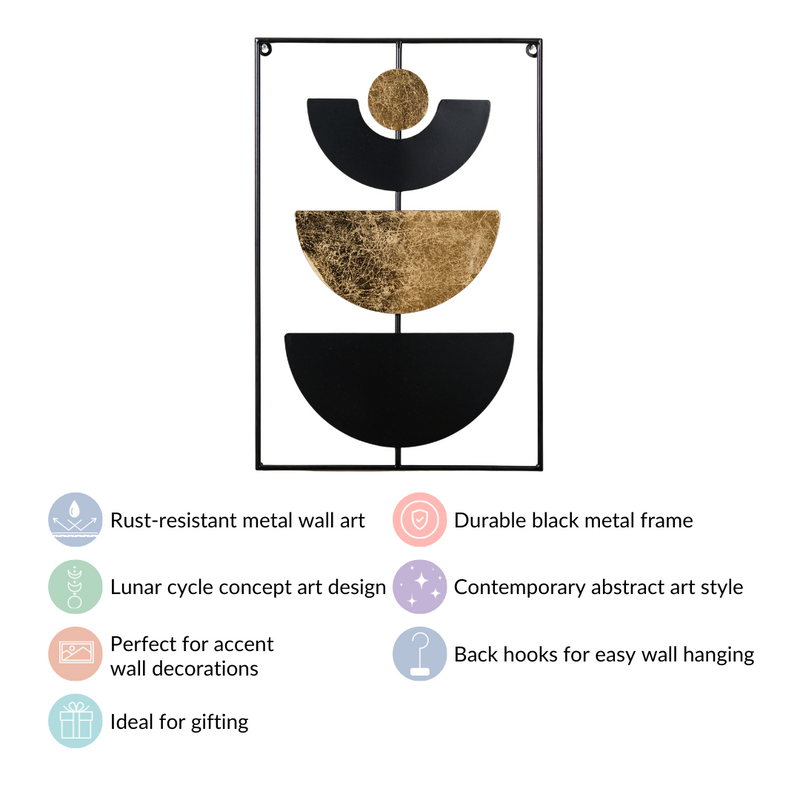 Lunar Cycle Gold Foil Concept Wall Art 23x15 Inch