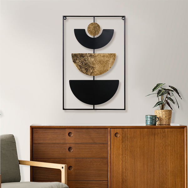 Lunar Cycle Gold Foil Concept Wall Art 23x15 Inch