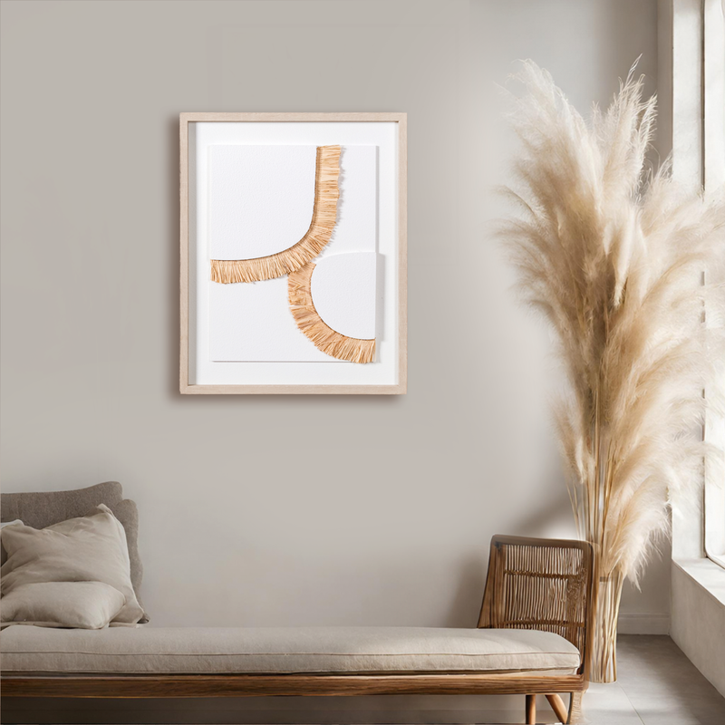 Boho Inspired 3D Raffia Wall Art With Frame 20x16 Inch- wall art, wall decor, wall art for home, canvas prints