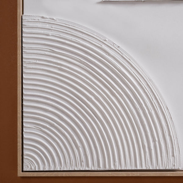 Japandi 3D Plaster Texture Framed Wall Art 32x24 Inch