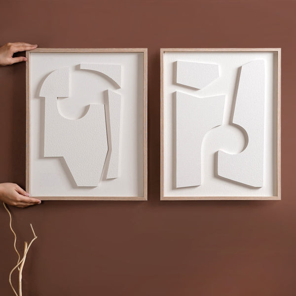 White Abstract 3D Artwork Set Of 2 20x16 Inch