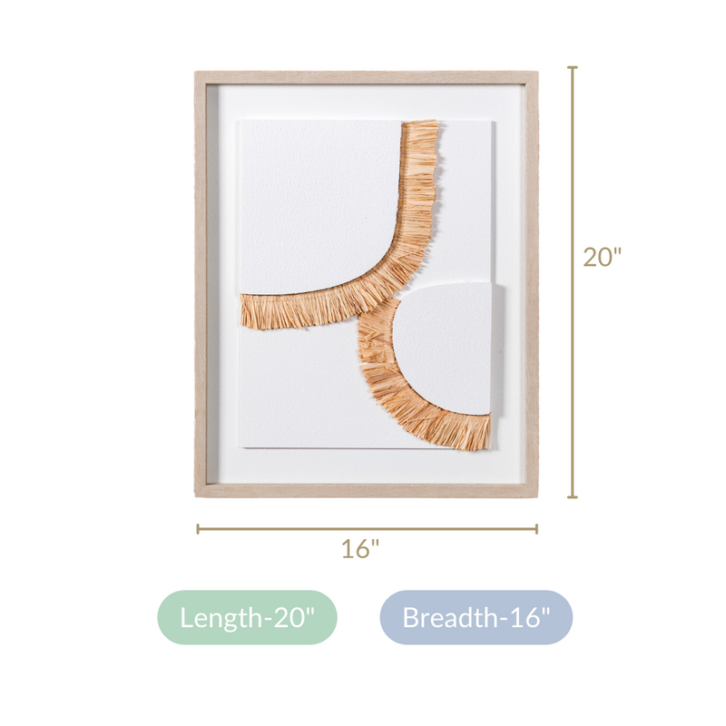 Boho Inspired 3D Raffia Wall Art With Frame 20x16 Inch- wall art, wall decor, wall art for home, canvas prints
