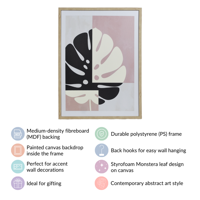 Contemporary Style Monstera Leaf Wall Art 23x17 Inch- Contemporary Monstera Leaf Art, Wall Art, Leaf Wall Decor, Monstera Art