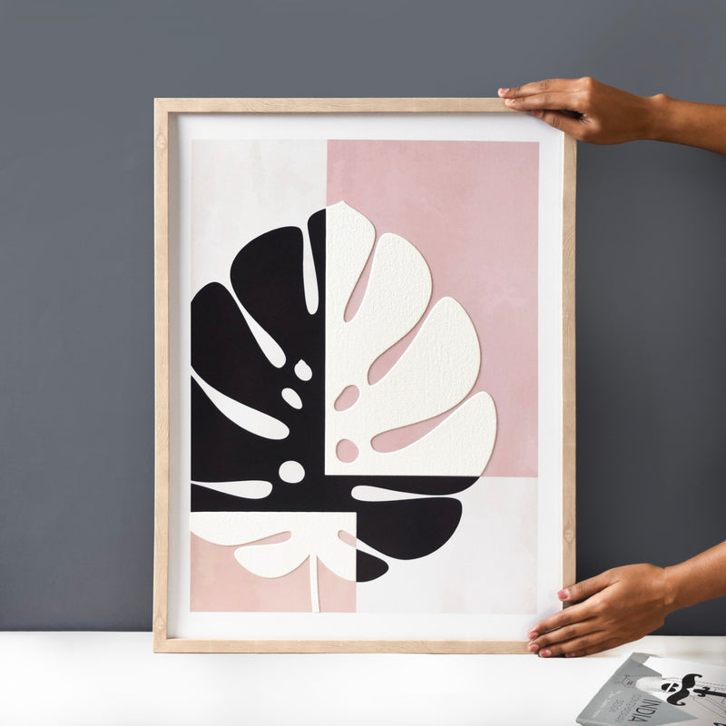 Contemporary Style Monstera Leaf Wall Art 23x17 Inch- Contemporary Monstera Leaf Art, Wall Art, Leaf Wall Decor, Monstera Art