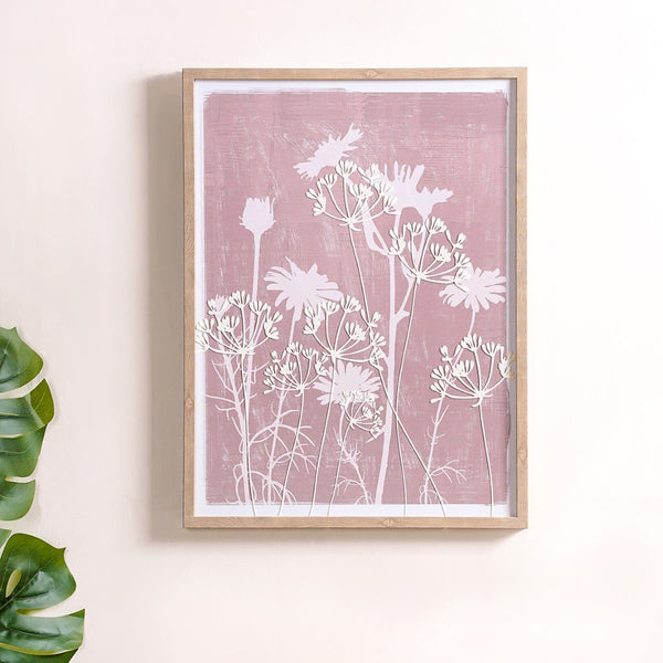 Floral Emboss Print Canvas Wall Art 23x17 Inch