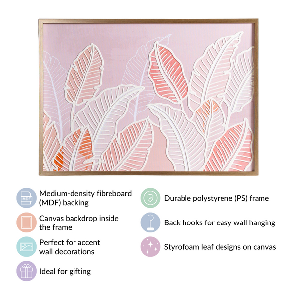 Leaf Paradise Embossed 3D Framed Wall Art 27x19 Inch