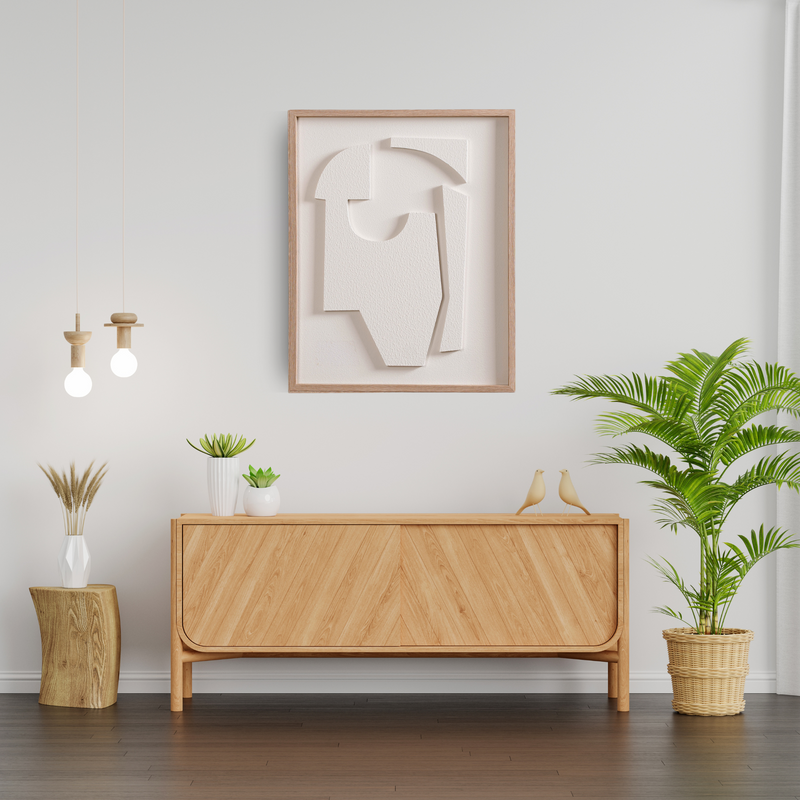 White Embossed 3D Wall Artwork 20x16 Inch