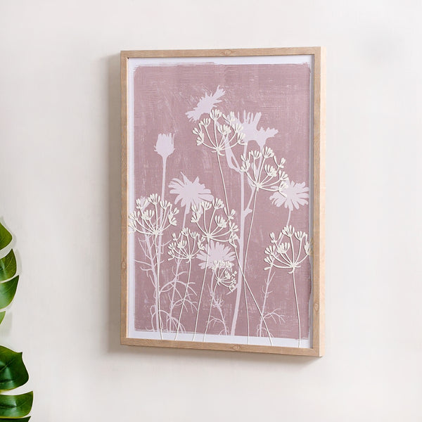 Floral Emboss Print Canvas Wall Art 23x17 Inch