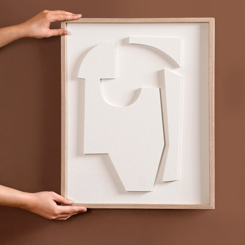 White Embossed 3D Wall Artwork 20x16 Inch