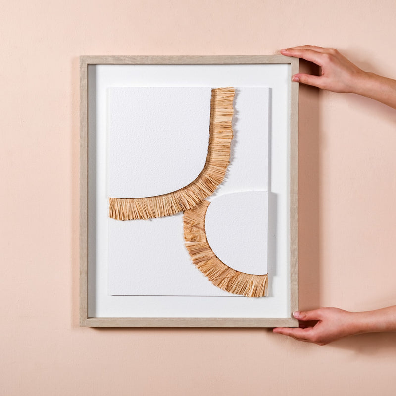 Boho Inspired 3D Raffia Wall Art With Frame 20x16 Inch- wall art, wall decor, wall art for home, canvas prints