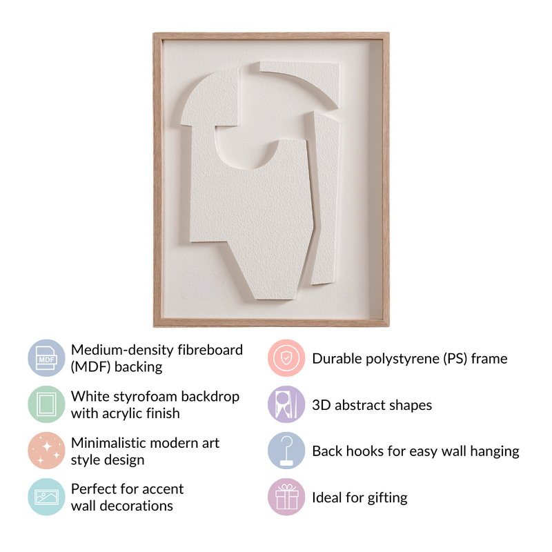White Embossed 3D Wall Artwork 20x16 Inch