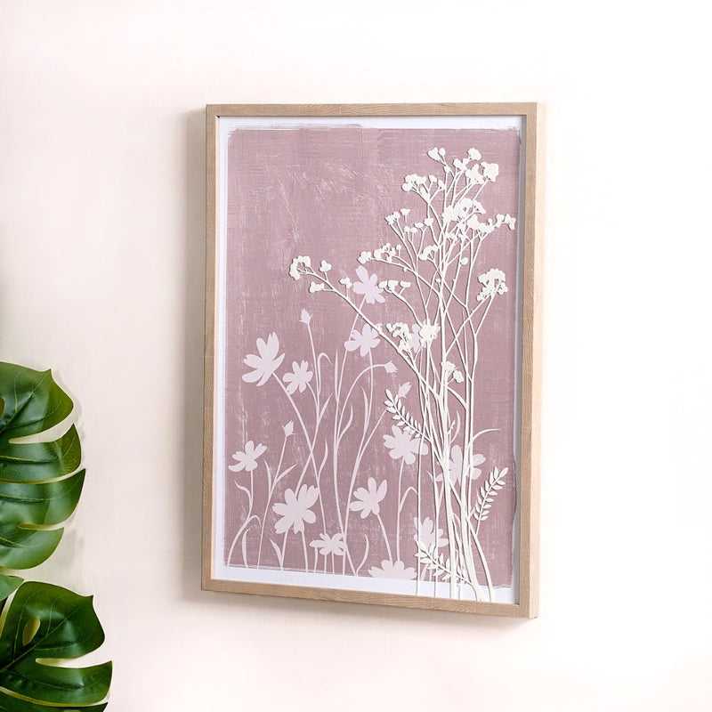 Botanical Embossed And Print Wall Art 23x17 Inch- Home wall decor, canvas wall art, artistic wall accents, decorative wall prints