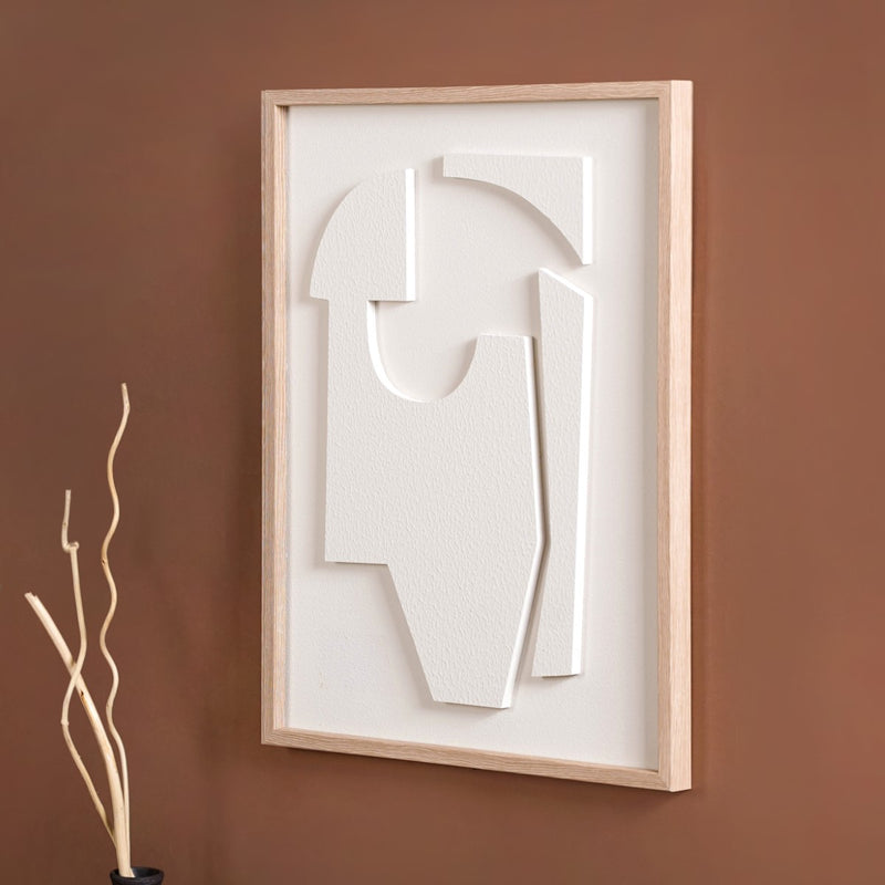 White Embossed 3D Wall Artwork 20x16 Inch