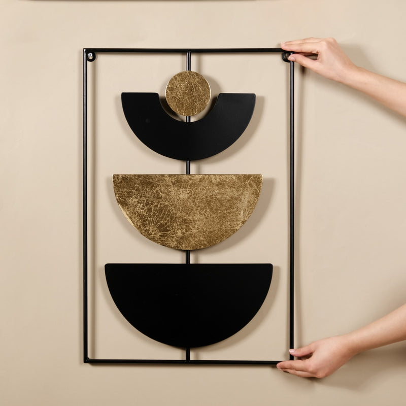 Lunar Cycle Gold Foil Concept Wall Art 23x15 Inch