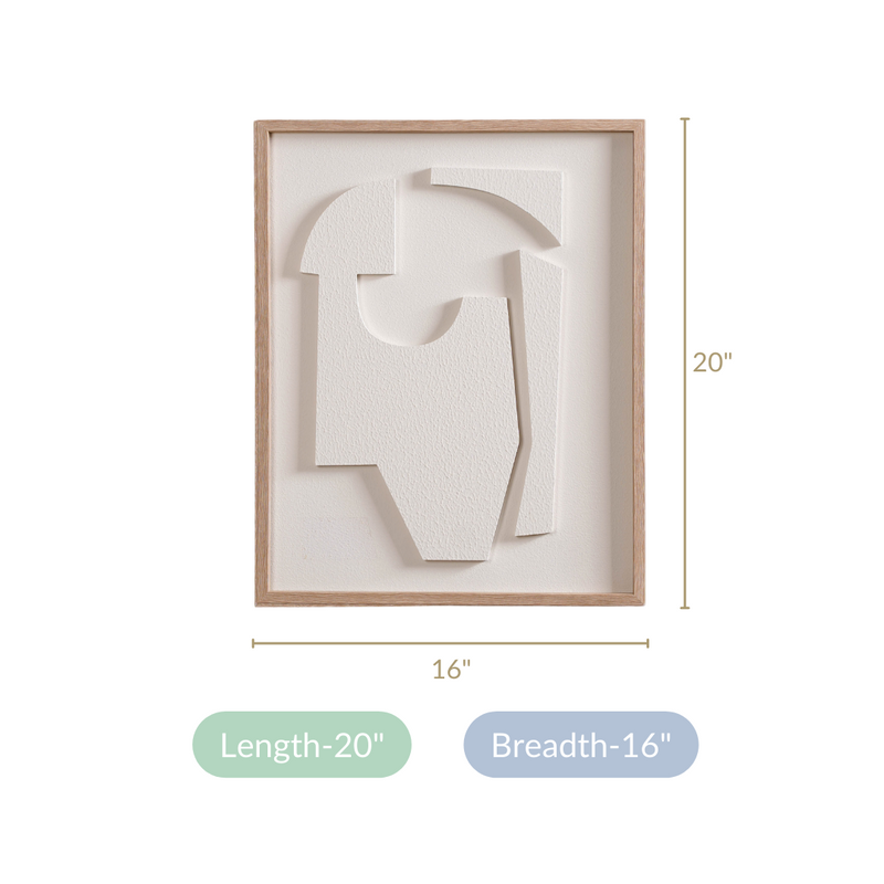 White Embossed 3D Wall Artwork 20x16 Inch