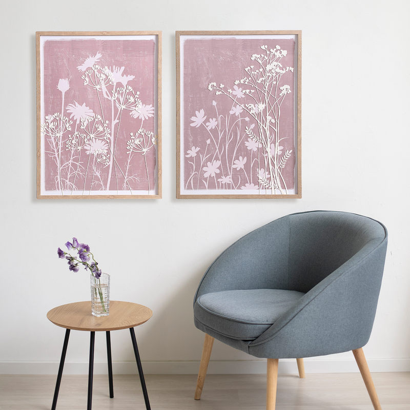 Mauve Emboss Print Wall Art Set Of 2 23x17 Inch