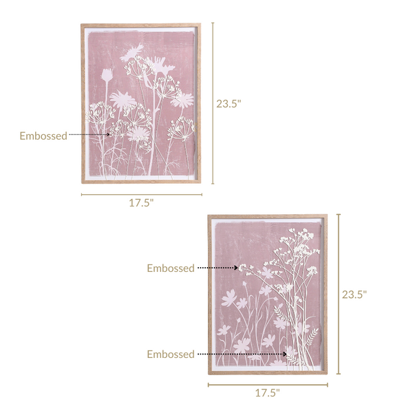 Mauve Emboss Print Wall Art Set Of 2 23x17 Inch